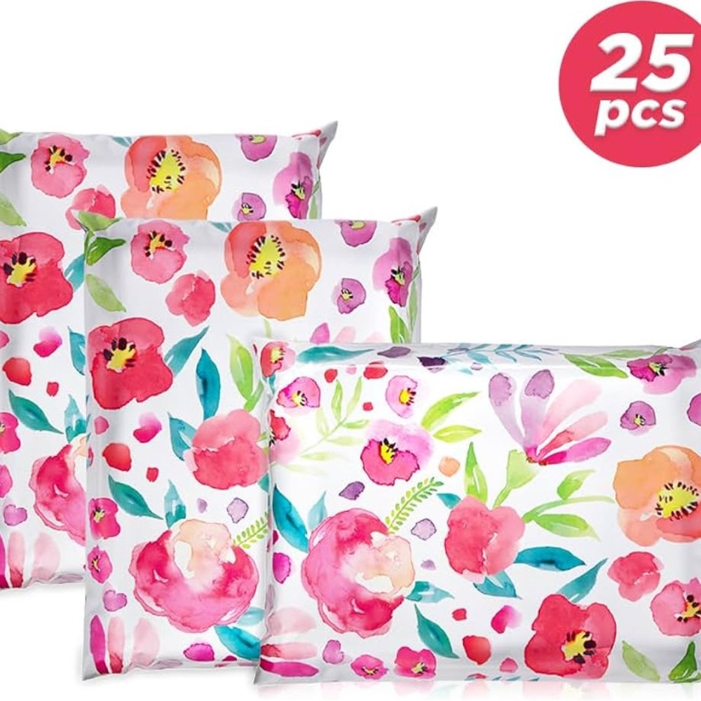 Floral Bubble Mailers - Pink Watercolor Mailer Envelopes (25 pcs)